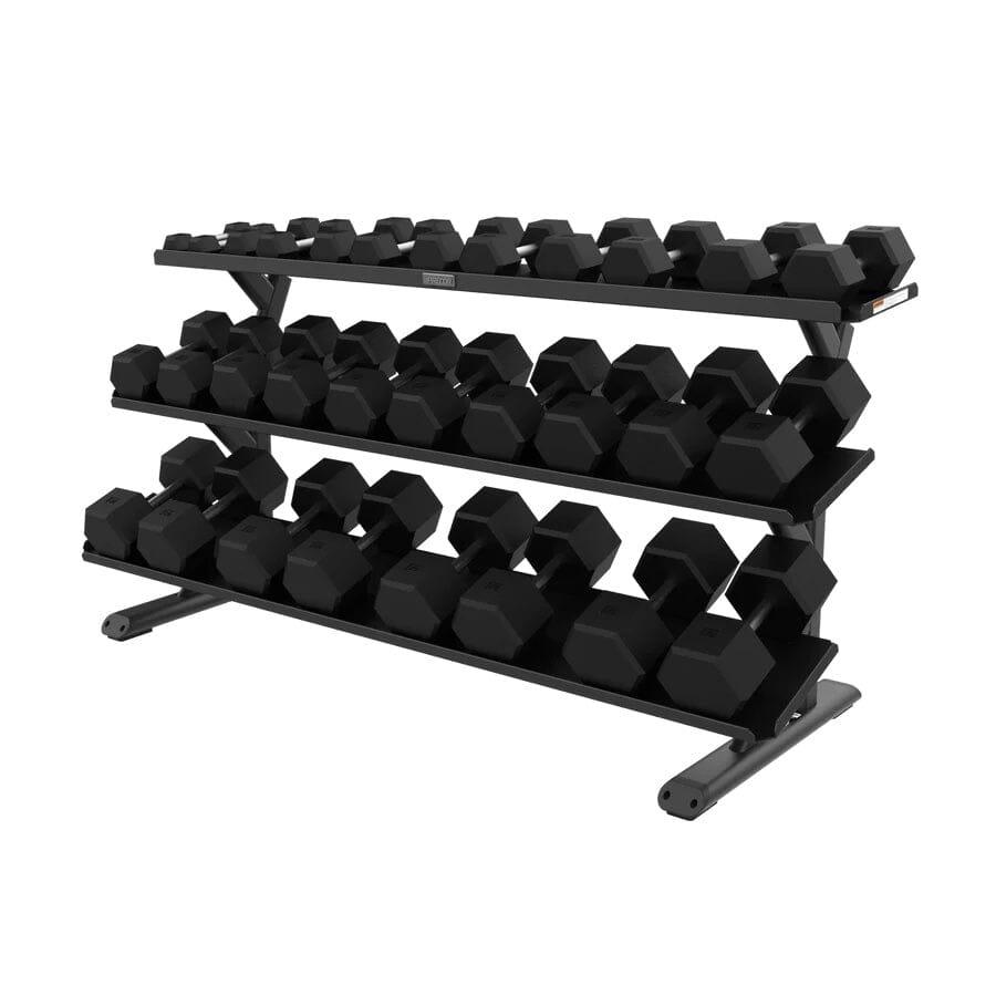 Precor Vitality Series 3 - Tier, 15 - Pair, Flat Tray Dumbbell Rack (VBR 6805) - Top Fitness Store